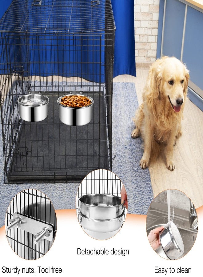 ShineMe Dog Crate Water and Food Bowl, ShineMe Stainless Steel Dogs Bowls Hanging 2 Pack for Cage Crate Kennel, Spill Proof Dog Bowl for Medium and Small Sized Dogs Cats Pets (6.3 * 2.6” & 5.5 * 2.4”) - Image 5
